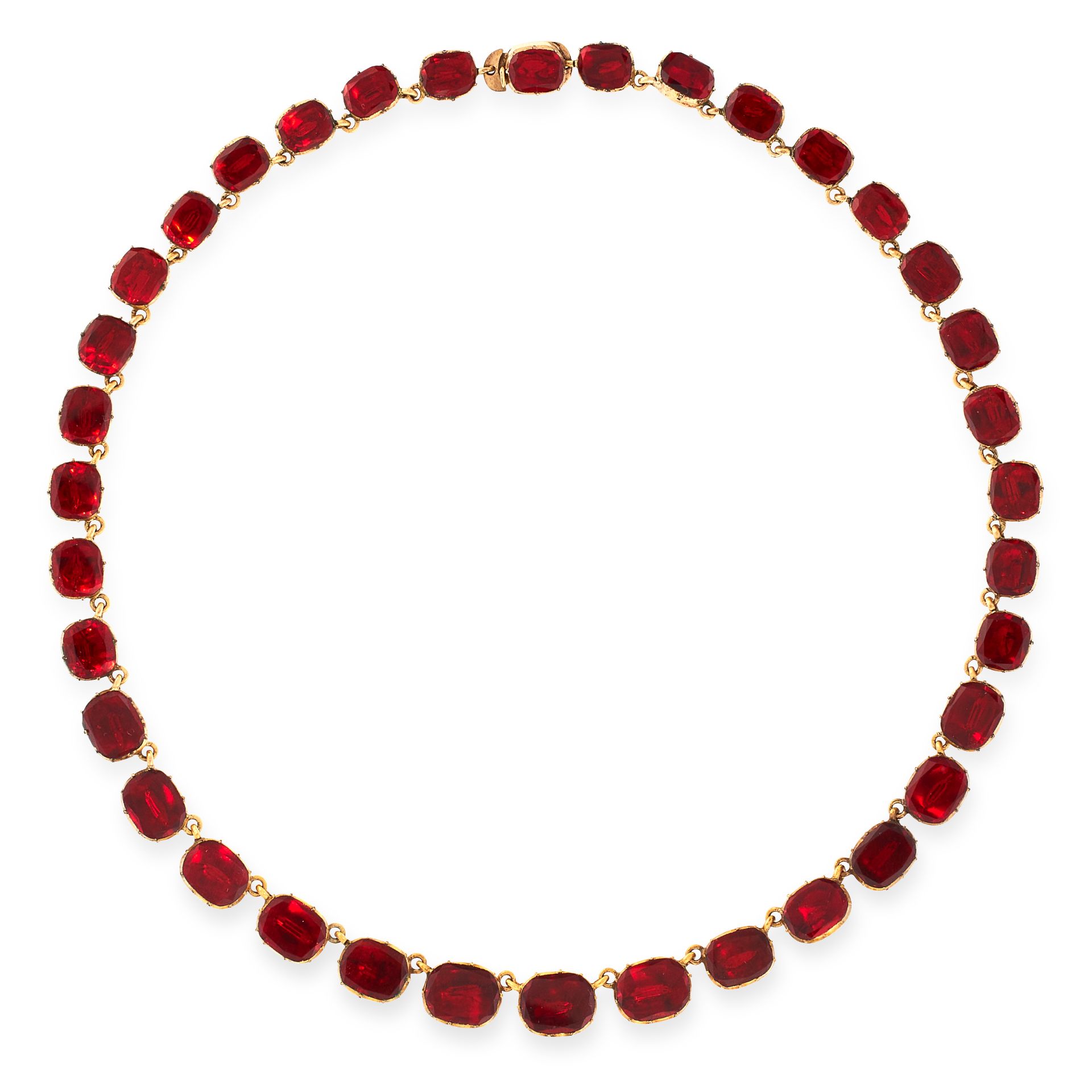 AN ANTIQUE PASTE RIVIERE NECKLACE, 19TH CENTURY comprising a single row of thirty-six graduated