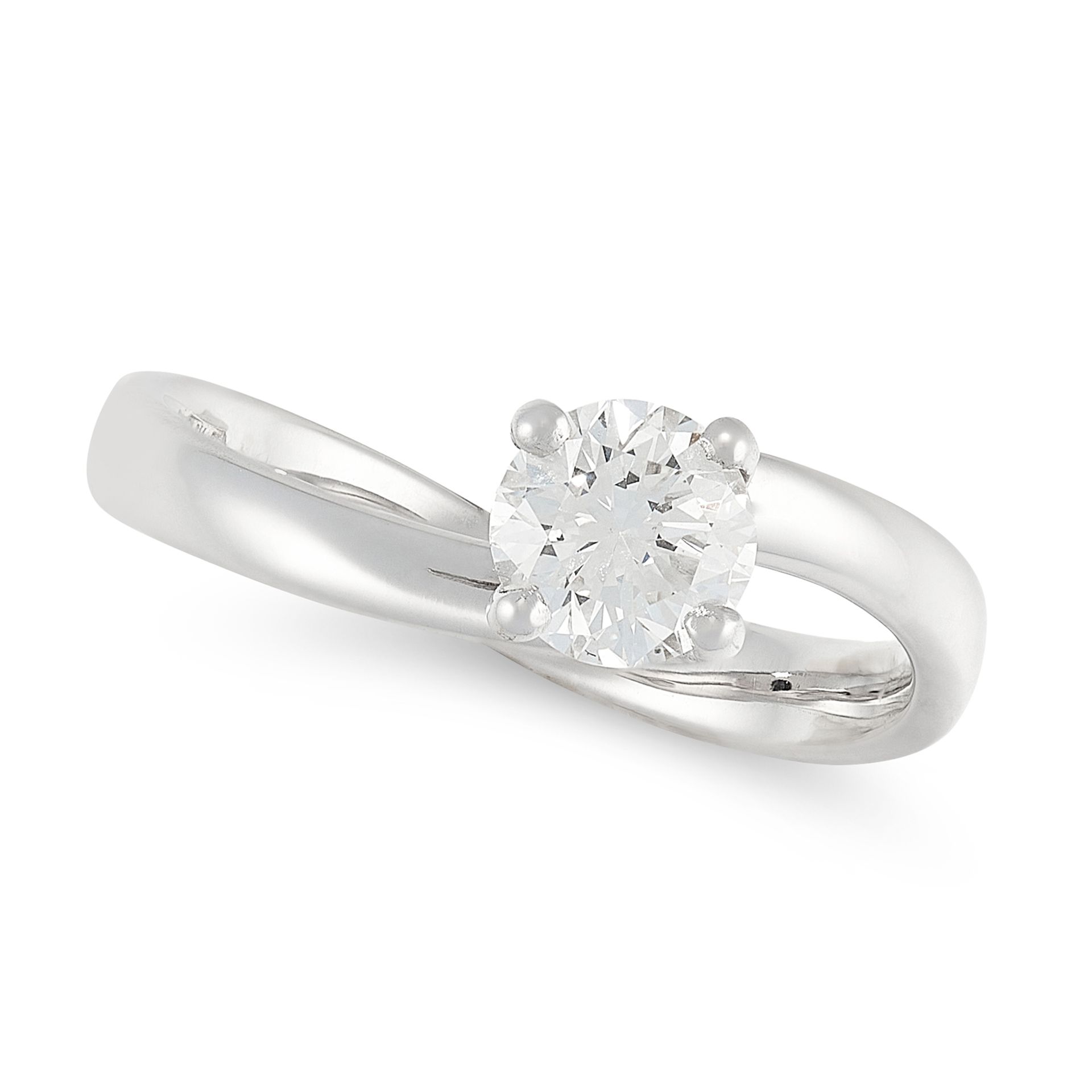 A DIAMOND SOLITAIRE RING in 18ct white gold, set with a round cut diamond of 0.71 carats on a