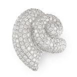 A DIAMOND DRESS RING in 18ct white gold, designed as a spiral, pave set with round cut diamonds,