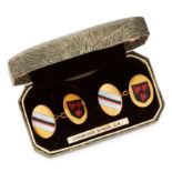 A PAIR OF ENAMEL COWBRIDGE SCHOOL CUFFLINKS comprising of two oval faces set with the Cowbridge