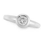 A DIAMOND RING in 18ct white gold, set with a round cut diamond of 0.64 carats, in a rub over