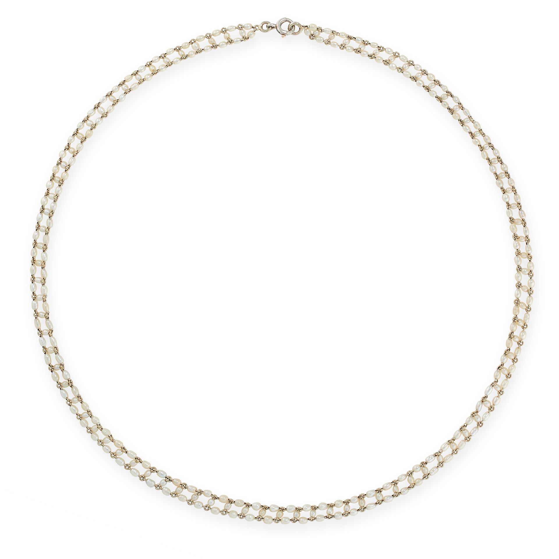 AN ANTIQUE PEARL CHAIN NECKLACE, EARLY 20TH CENTURY comprising rows of pearls connected in an