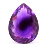 AN UNMOUNTED AMETHYST pear brilliant cut, of 144.87 carats, 4.7cm.