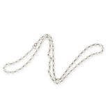 AN ANTIQUE PEARL CHAIN NECKLACE, EARLY 20TH CENTURY in 18ct white gold, formed of a single row of