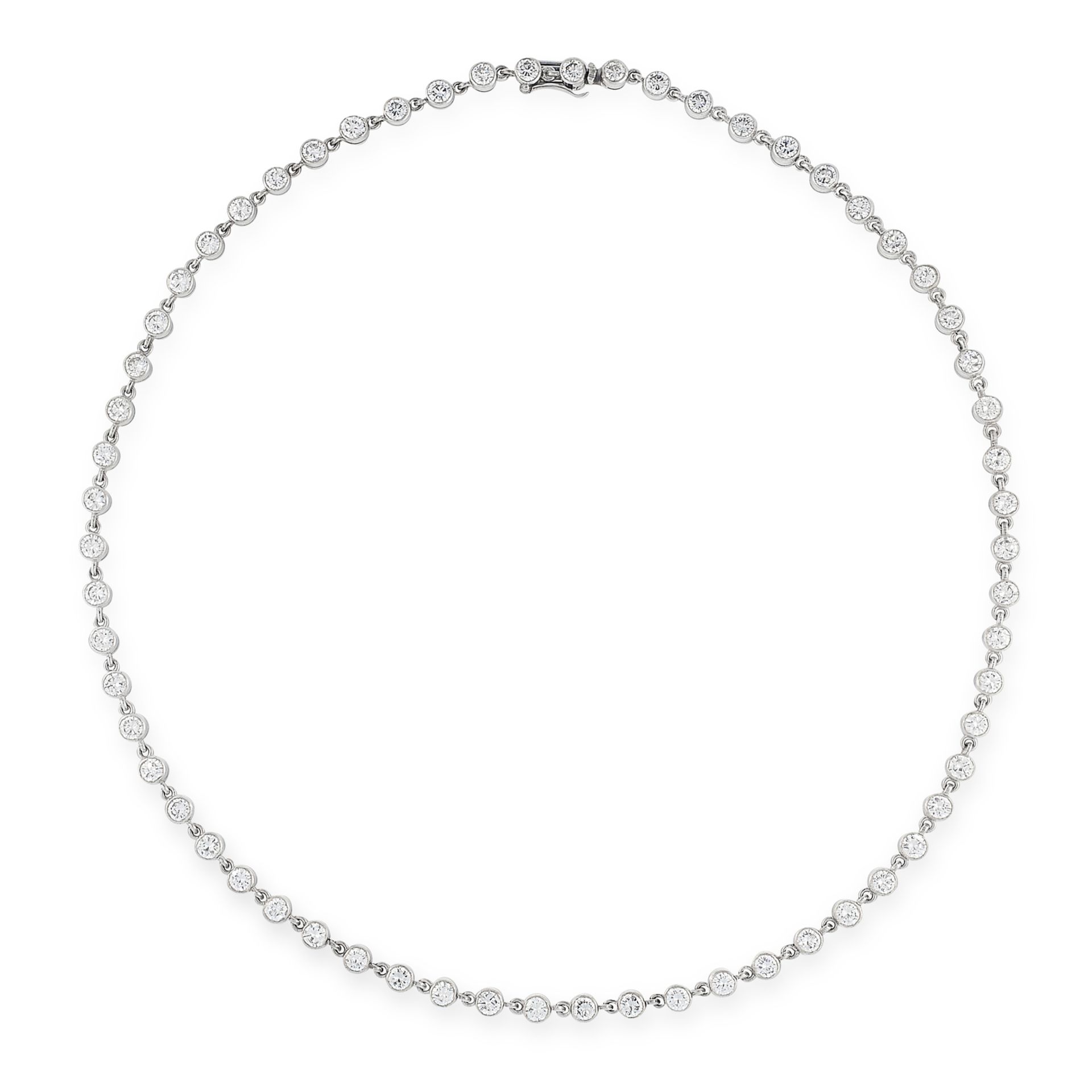 A VINTAGE DIAMOND LINE NECKLACE, CARTIER 1976 in 18ct white gold, comprising a single row of sixty-