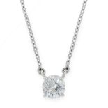 A DIAMOND SOLITAIRE PENDANT AND CHAIN in 18ct white gold, comprising of a round cut diamond of 1.