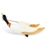 A WHITE JADEITE JADE, CORAL, ONYX AND DIAMOND DUCK BROOCH, DOMINIQUE ARPELS in 18ct yellow gold, the