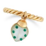 A CHRYSOPRASE AND MOTHER OF PEARL LADYBIRD RING, DE GRISOGONO in 18ct yellow gold, comprising a