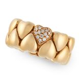 A DIAMOND HEART BAND RING, CARTIER in 18ct yellow gold, the articulated band is formed of linked
