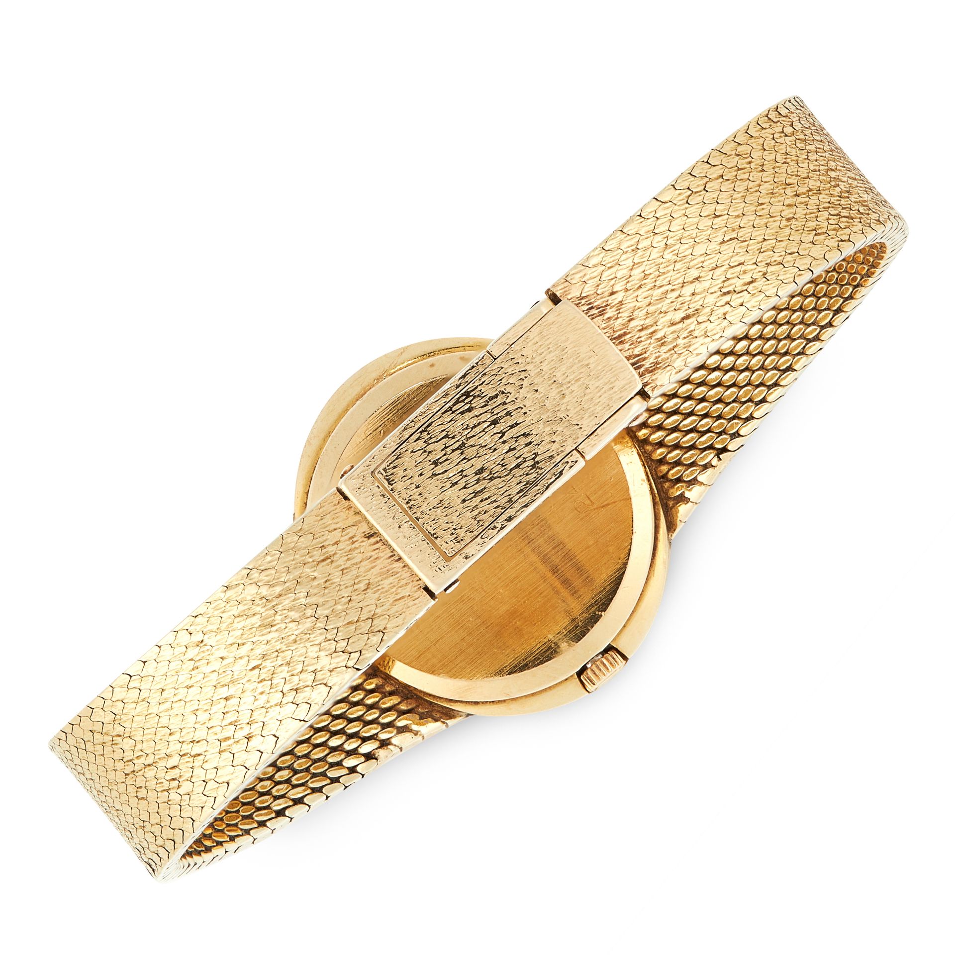 A CELLINI WATCH, ROLEX in 18ct yellow gold, set with an oval dark dial and a textured gold strap, - Image 2 of 2