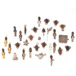 A MIXED LOT OF ASSORTED ROLLED GOLD AND SILVER FUMSUP CHARMS in silver and rolled gold, including