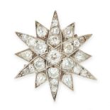 AN ANTIQUE DIAMOND STAR BROOCH, 19TH CENTURY in yellow gold, designed as a twelve pronged star