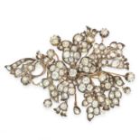 AN ANTIQUE DIAMOND EN TREMBLANT BROOCH, 19TH CENTURY in yellow gold and silver, designed as a