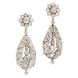 A PAIR OF ANTIQUE DIAMOND DAY AND NIGHT EARRINGS, 19TH CENTURY in yellow gold and silver, each