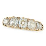 AN ANTIQUE DIAMOND DRESS RING, 19TH CENTURY in high carat yellow gold, set with a row of five