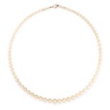 A PEARL NECKLACE comprising of a single row of pearls ranging from 4.8mm - 8.8mm in diameter,