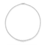 A 10.00 CARAT DIAMOND RIVIERE NECKLACE in 18ct white gold, comprising a single row of one hundred