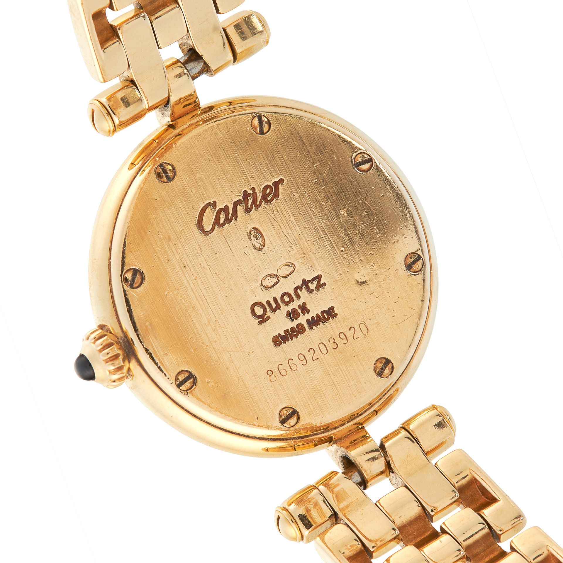 A LADIES PANTHERE RONDE WRISTWATCH, CARTIER in 18ct yellow gold, comprising of a round case set on - Bild 2 aus 2