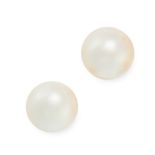 A PAIR OF PEARL STUD EARRINGS each set with a pearl of 8mm, stamped 14K, 3g.