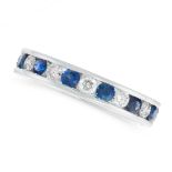 A SAPPHIRE AND DIAMOND ETERNITY BAND RING in 18ct white gold, designed as a full eternity band,