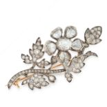 AN ANTIQUE DIAMOND EN TREMBLANT BROOCH, 19TH CENTURY in yellow gold and silver, designed as a
