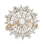 AN ANTIQUE DIAMOND STAR BROOCH / PENDANT, CIRCA 1900 set with a central old European cut diamond