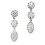 A PAIR OF DIAMOND DROP EARRINGS in 18ct white gold, each formed of a series of articulated