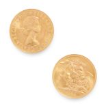 AN ANTIQUE ELIZABETH II FULL SOVEREIGN COIN in 22ct yellow gold, dated 1964, 8.0g.