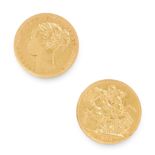 AN ANTIQUE YOUNG HEAD VICTORIAN FULL SOVEREIGN COIN in 22ct yellow gold, dated 1884, 8.0g.