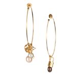 A PAIR OF PEARL MONOGRAM HOOP EARRINGS, LOUIS VUITTON in 18ct yellow gold, each designed as a full