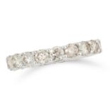 A 2.84 CARAT DIAMOND ETERNITY RING in 18ct white gold comprising a single row of round cut