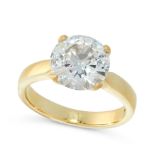 A SOLITAIRE DIAMOND ENGAGEMENT RING in 18ct yellow gold, set with a single round cut diamond of 3.01