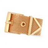 A VINTAGE BELT BUCKLE RING, BREVETTATO in 18ct yellow gold, designed as an articulated belt with