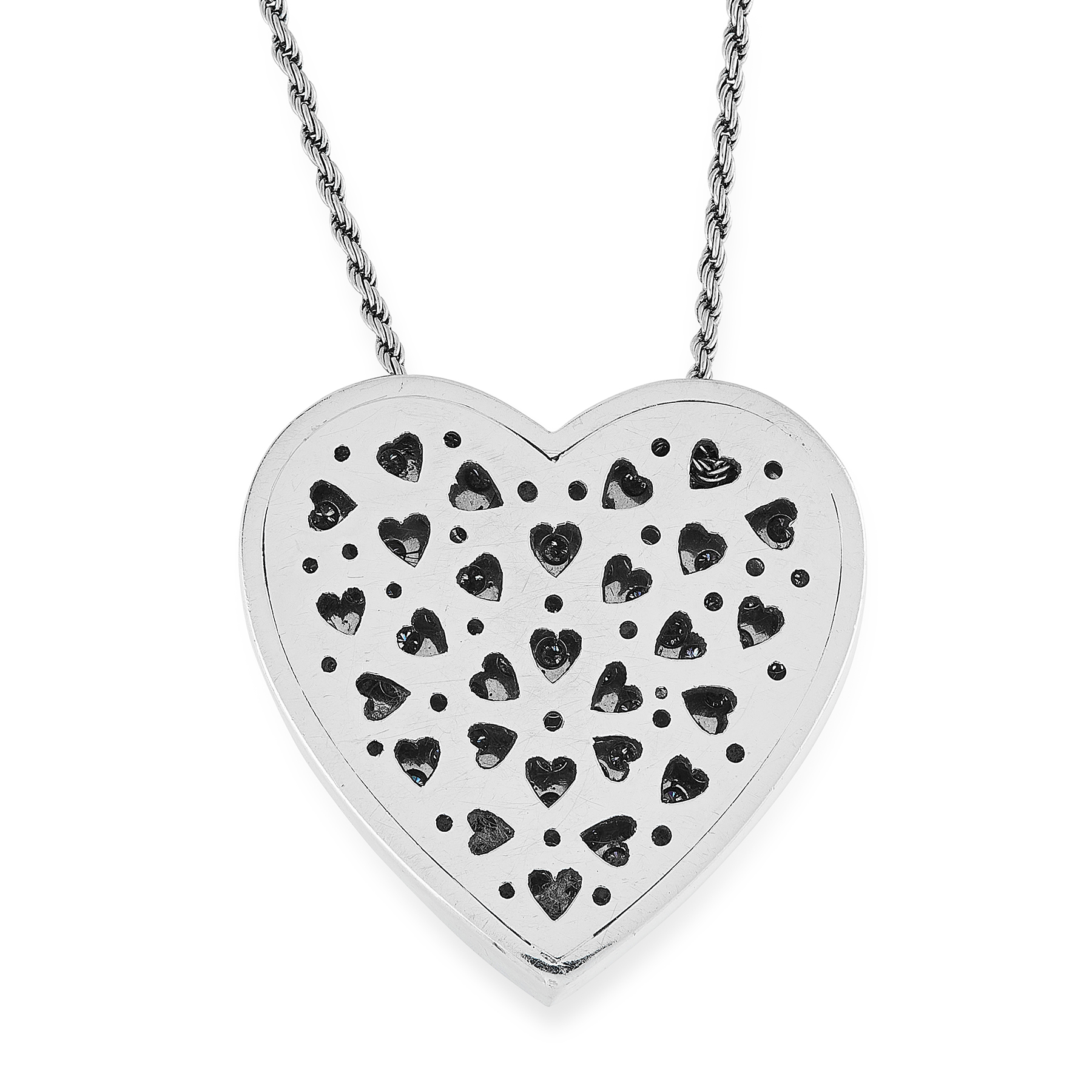 A DIAMOND HEART PENDANT AND CHAIN in 18ct white gold, the pendant in the form of a heart, set - Image 2 of 2