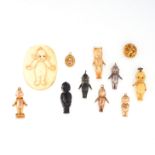 A MIXED LOT OF ANTIQUE BABY CHARMS some in yellow gold, comprising of eight baby charms in yellow