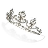 AN ANTIQUE DIAMOND TIARA, 19TH CENTURY in yellow gold and silver, the frame with applied scrolling