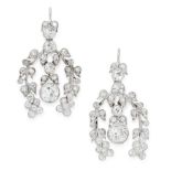 A PAIR OF DIAMOND CHANDELIER EARRINGS, EARLY 20TH CENTURY each set with a principal old European cut