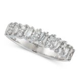 A DIAMOND ETERNITY RING in 18ct white gold, set with alternating baguette and round cut diamonds