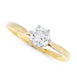 A SOLITAIRE DIAMOND DRESS RING in 18ct yellow gold and platinum, set with a round cut diamond of 0.