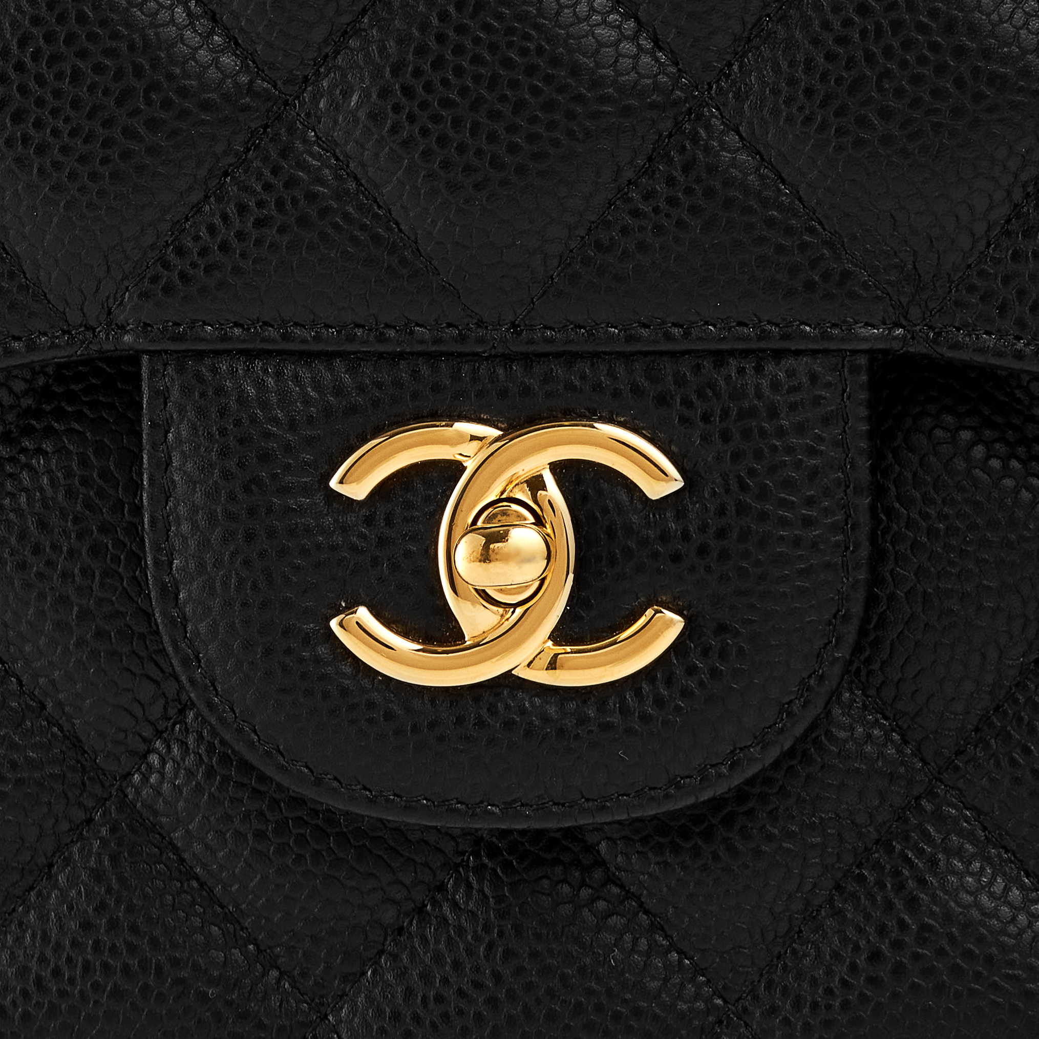 A BLACK CAVIAR CLASSIC 2.55 DOUBLE FLAP BAG, CHANEL quilted leather with gold tone hardware, 30cm - Image 3 of 4