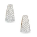 A PAIR OF DIAMOND HOOP EARRINGS in 18ct white gold, each designed as a tapering hoop set to the