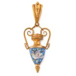 AN ANTIQUE MICROMOSAIC URN PENDANT, 19TH CENTURY PROBABLY FRENCH in high carat yellow gold, the body