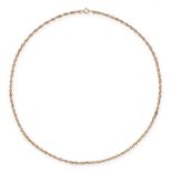 AN ANTIQUE FANCY LINK CHAIN NECKLACE in yellow gold, unmarked, 66.0cm, 22.2g.