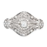 AN ANTIQUE DIAMOND BROOCH, EARLY 20TH CENTURY of navette form, set with a central transitional cut