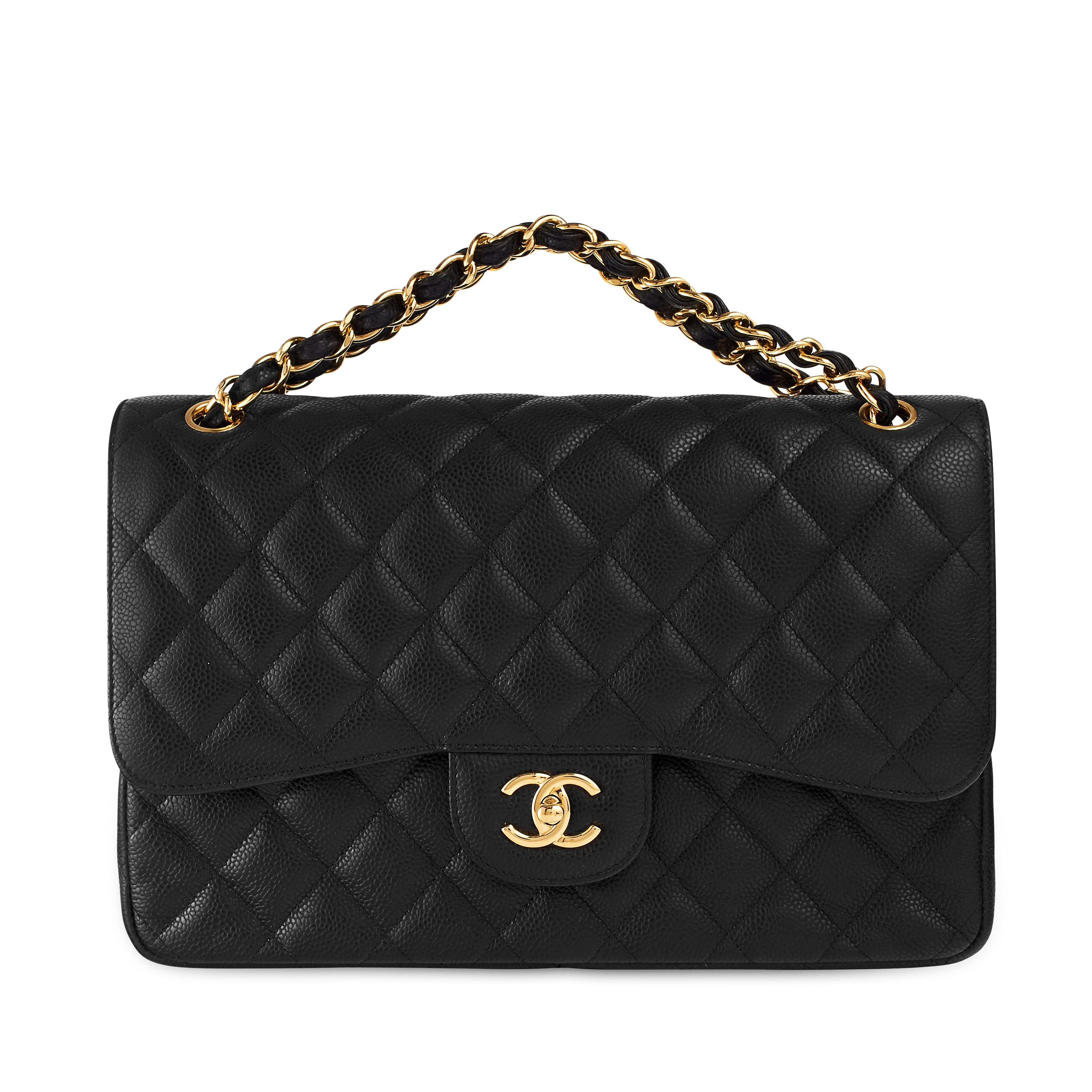 A BLACK CAVIAR CLASSIC 2.55 DOUBLE FLAP BAG, CHANEL quilted leather with gold tone hardware, 30cm