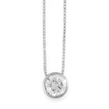 A DIAMOND SOLITAIRE PENDANT AND CHAIN in 18ct white gold, set with a free moving round cut