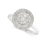 A DIAMOND TARGET RING set with round brilliant cut diamonds and baguette cut diamonds, size L / 6,