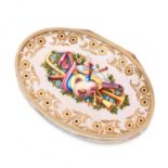 AN ANTIQUE ENAMEL SNUFF BOX, 19TH CENTURY in high carat yellow gold, probably Swiss or French, the