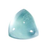 AN UNMOUNTED AQUAMARINE of 34.28 carats, triangular cabochon.