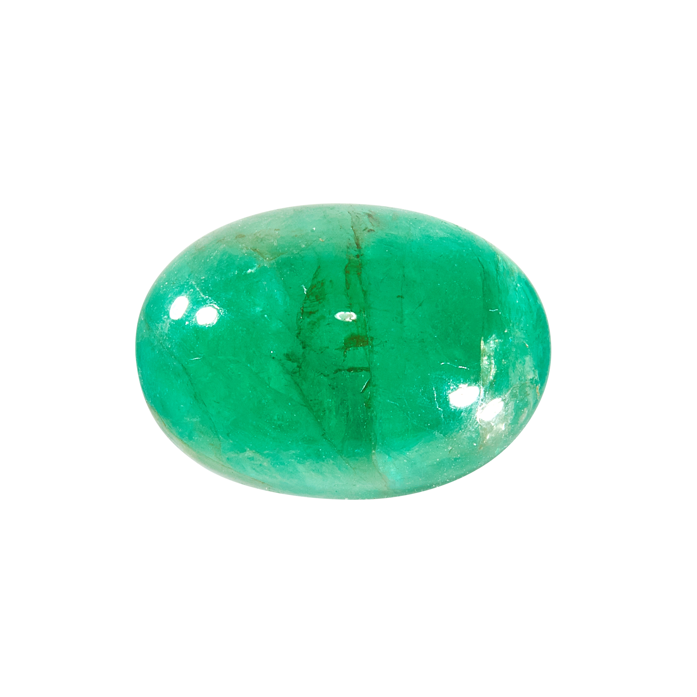 AN UNMOUNTED EMERALD of 7.41 carats, oval cabochon cut.